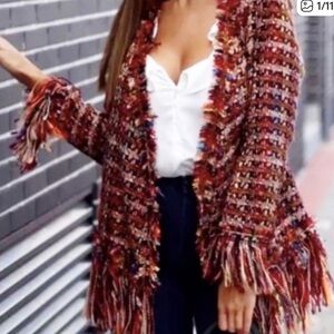 Zara Multicolor Fringe Cardigan